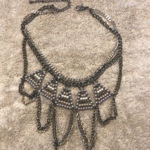 Silver, gold, charcoal beaded necklace